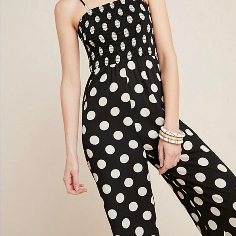 Anthropologie Polka Dot Jumpsuit in Black and White